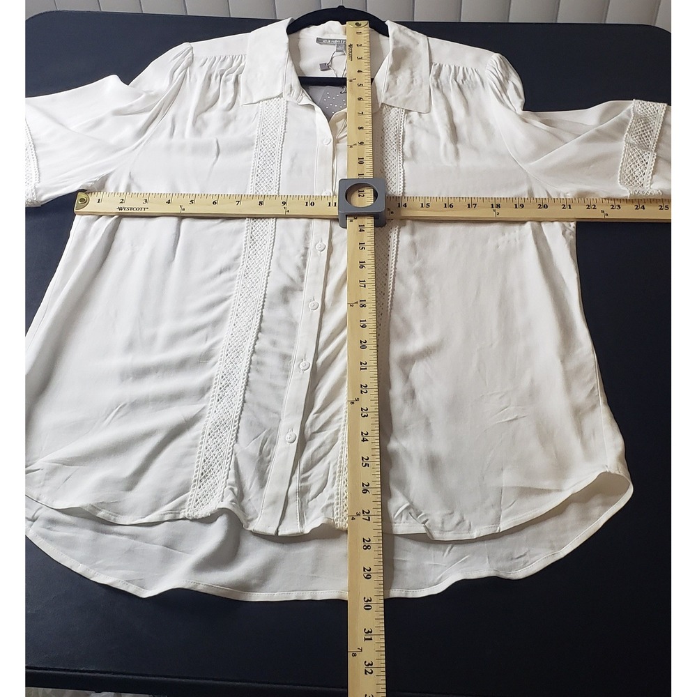 Danielrainn White Lace Trimmed Blouse Top L Boho‎ Peasant Flowy Coquette Dainty - Picture 6 of 8